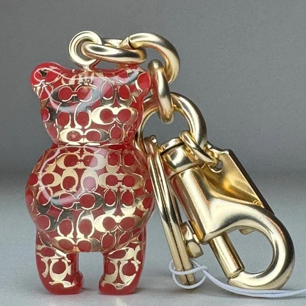 Coach Resin Gummy Bear Bag Charm Gold/Wine CK062 Keychain - Picture 3 of 16